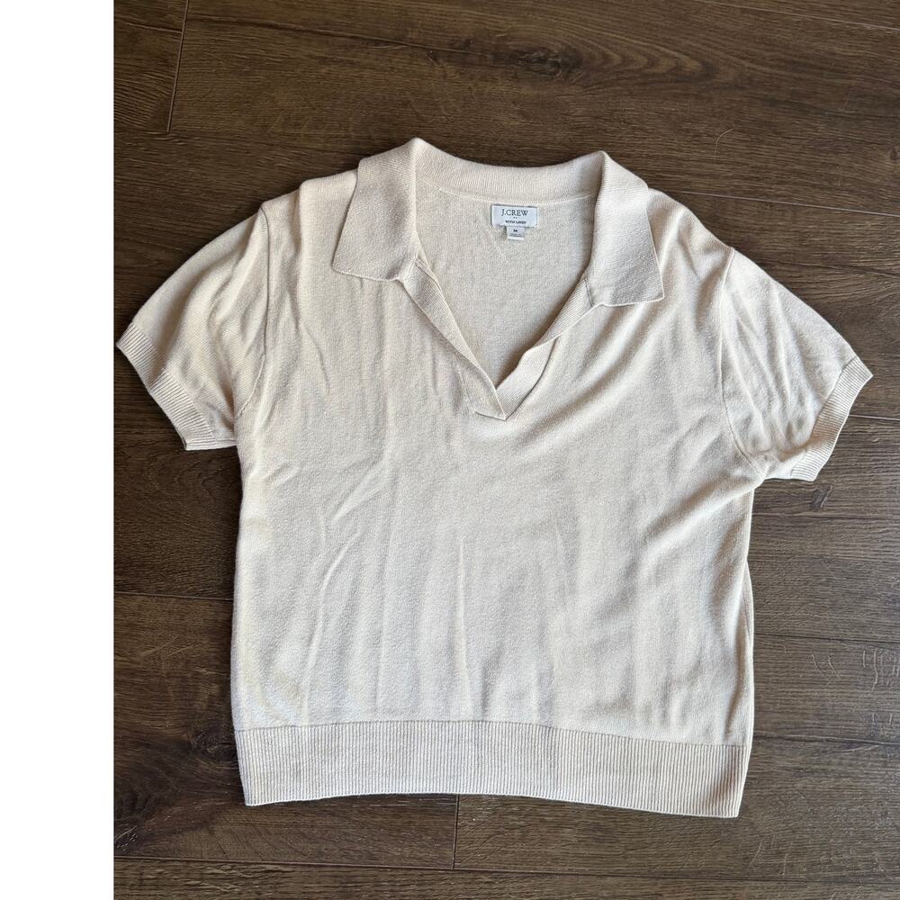J. Crew Women's Short Sleeve Sweater Polo Sz MED